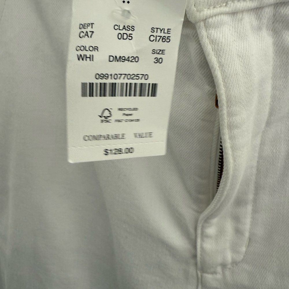 J. Crew White Drapey Denim Trousers Size 30 White Cotton Blend NWT - Picture 5 of 5